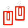 Red Double Rectangle Geometric Earrings