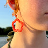 Coral Pink Flower Cut-Out Earrings