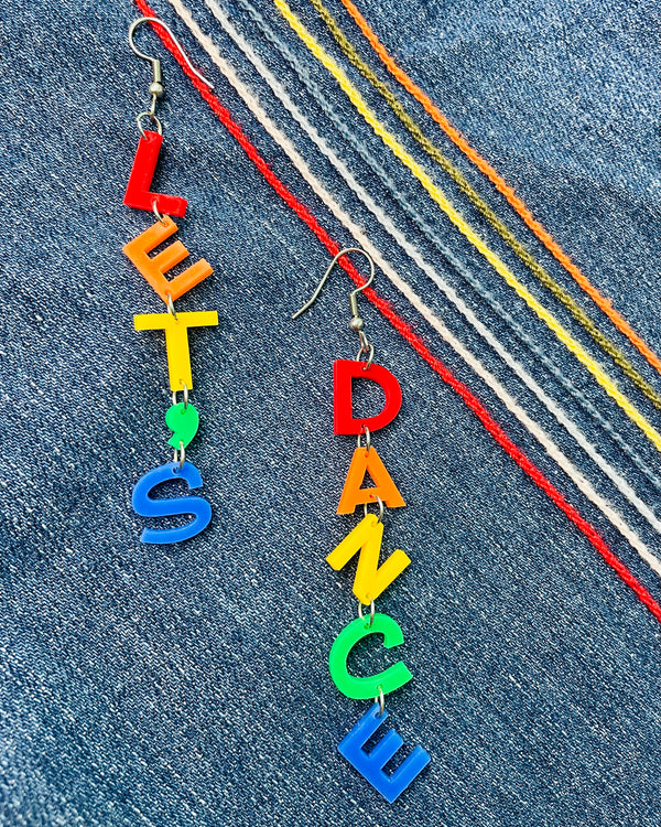Let's Dance Rainbow Letter Earrings