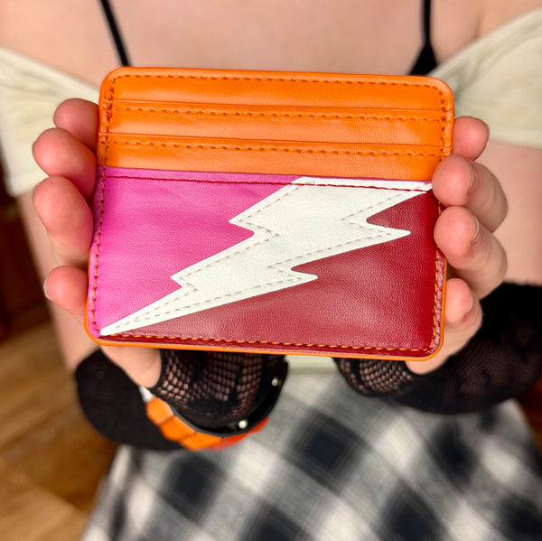 Lightning Bolt Card Wallet in Lesbian Pride
