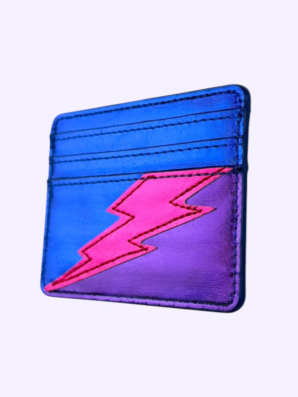 Lightning Bolt Card Wallet in Bi Pride Metallic