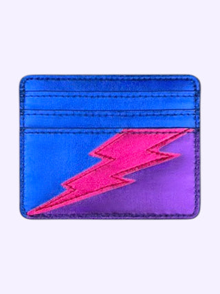 Lightning Bolt Card Wallet in Bi Pride Metallic