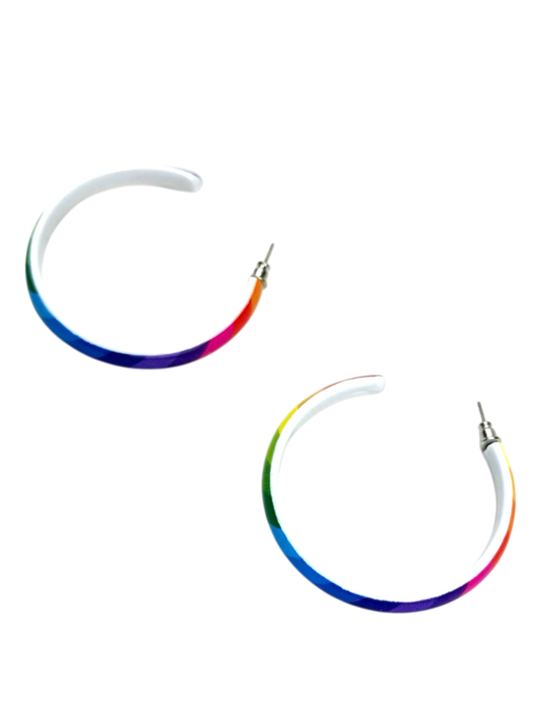 Rainbow Stripe Hoop Earrings
