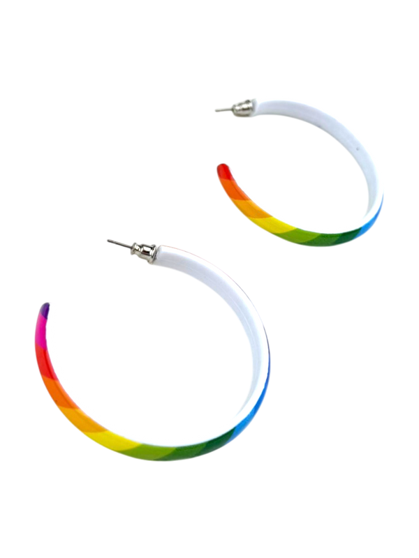 Rainbow Stripe Hoop Earrings