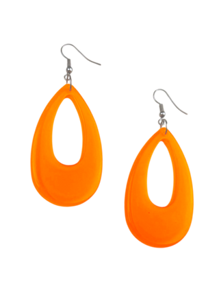 Neon Orange Translucent Teardrop Earrings