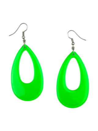 Neon Green Translucent Teardrop Earrings