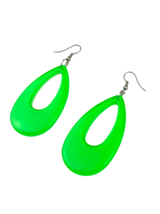 Neon Green Translucent Teardrop Earrings