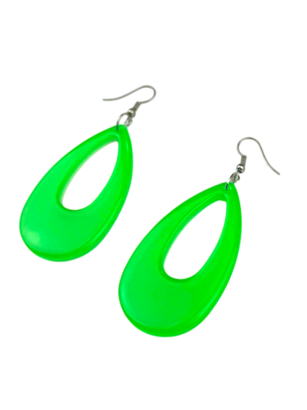 Neon Green Translucent Teardrop Earrings