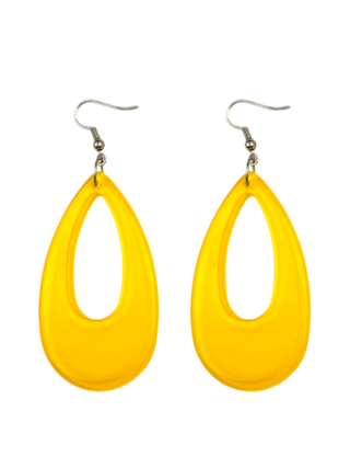 Bright Yellow Translucent Teardrop Earrings