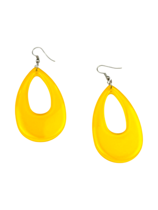 Bright Yellow Translucent Teardrop Earrings