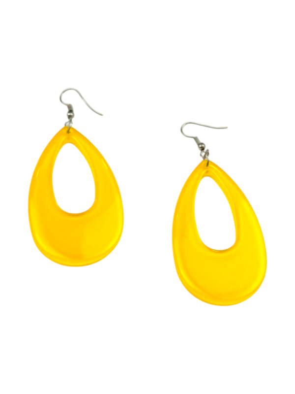 Bright Yellow Translucent Teardrop Earrings