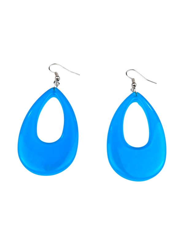 Neon Blue Translucent Teardrop Earrings