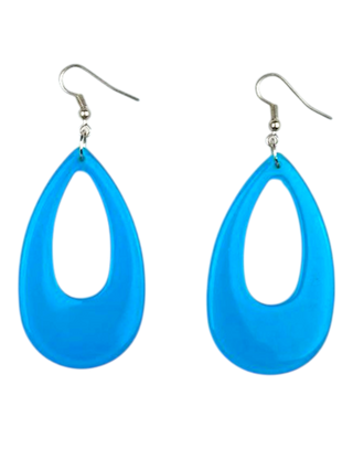 Neon Blue Translucent Teardrop Earrings