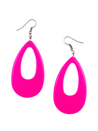 Neon Pink Translucent Teardrop Earrings