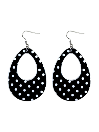 Black/White Dot Teardrop Earrings