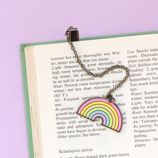Pastel Rainbow Enamel Bookmark With Chain