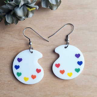 Rainbow Paint Pallet Acrylic Earrings