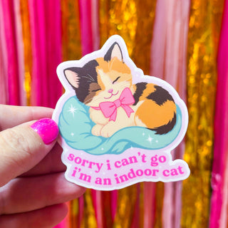 Sorry I Can't Go, I'm an Indoor Cat Sticker