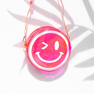 Hot Pink Winky Face Emoji Jelly Handbag