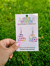 Rainbow Paw Print Heart Acrylic Earrings