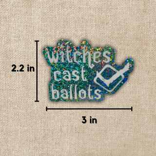 Witches Cast Ballots Holographic Glitter Sticker