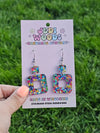 Bubblegum Confetti Double Square Earrings