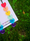 Rainbow Heart Drop Earrings with Gauge Friendly Hardware