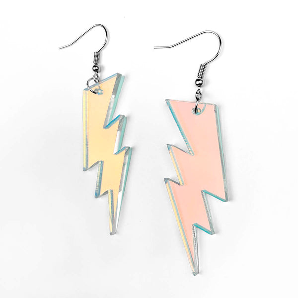 Iridescent Lightning Bolt Acrylic Earrings
