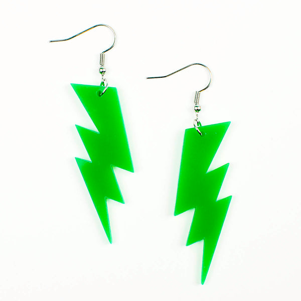 Green Lightning Bolt Acrylic Earrings