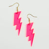 Neon Pink Lightning Bolt Acrylic Earrings