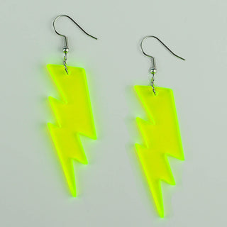 Neon Yellow Lightning Bolt Acrylic Earrings