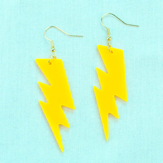 Yellow Lightning Bolt Acrylic Earrings