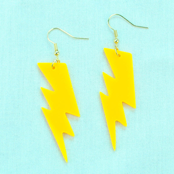 Yellow Lightning Bolt Acrylic Earrings