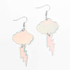 Iridescent Cloud and Lightning Bolt Acrylic Earrings