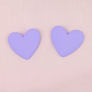 Light Purple Big Heart Stud Earrings