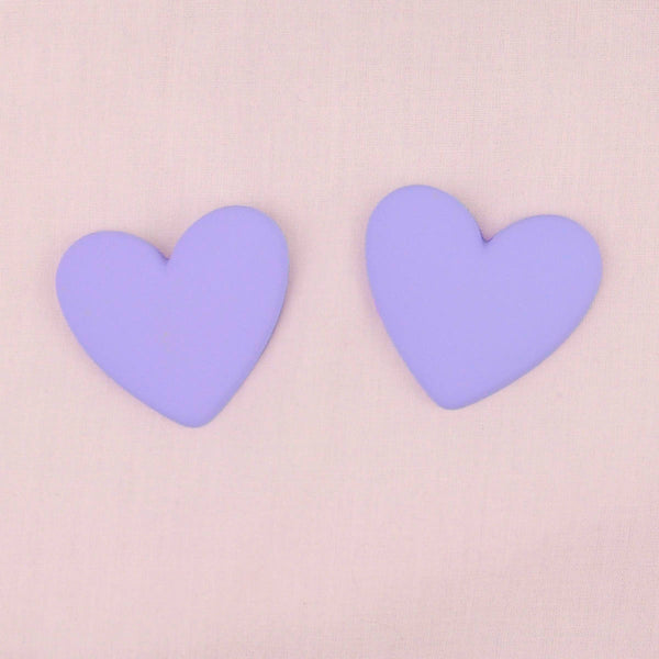 Light Purple Big Heart Stud Earrings