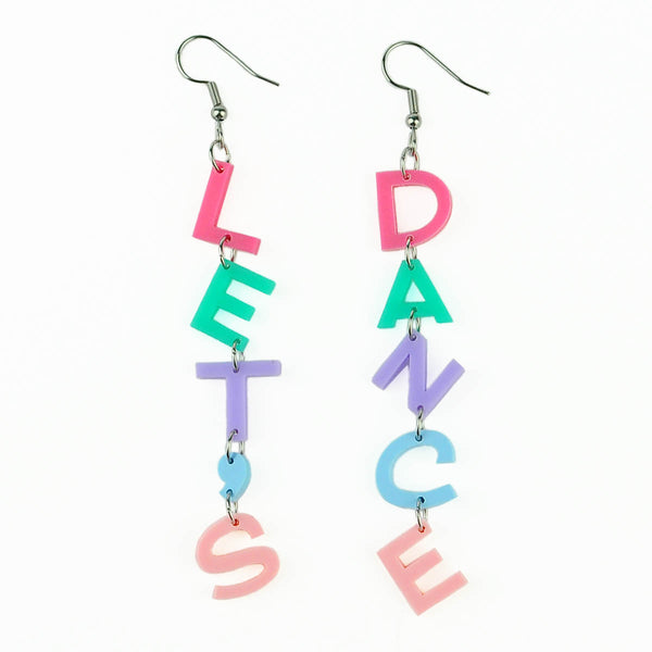 Let's Dance Candy Color Letter Earrings
