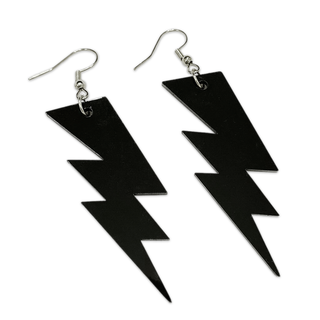 Black Acrylic Lightning Bolt Earrings