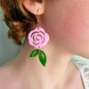Pink Rose Acrylic Earrings