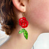Red Rose Acrylic Earrings