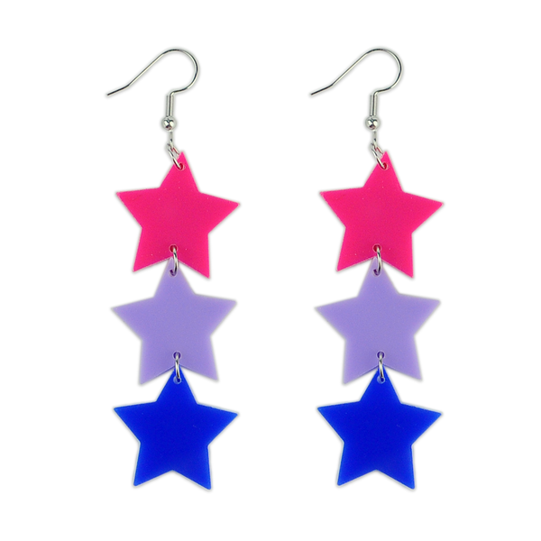 Star Trio Earrings in Bi Pride