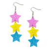 Glitter Star Trio Earrings in Pansexual Pride