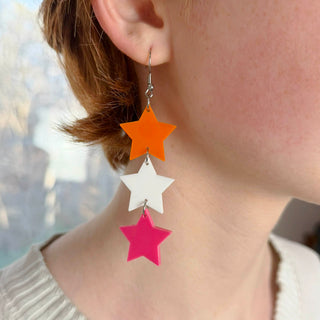 Star Trio Earrings in Lesbian Pride