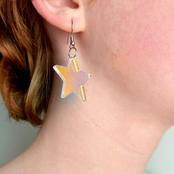 Iridescent Star Acrylic Earrings