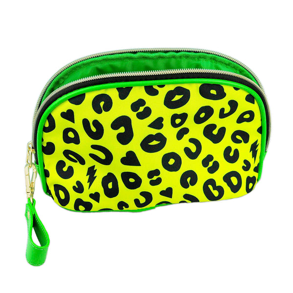Yellow Electric Leopard Zip Makeup Pouch