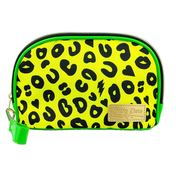 Yellow Electric Leopard Zip Makeup Pouch