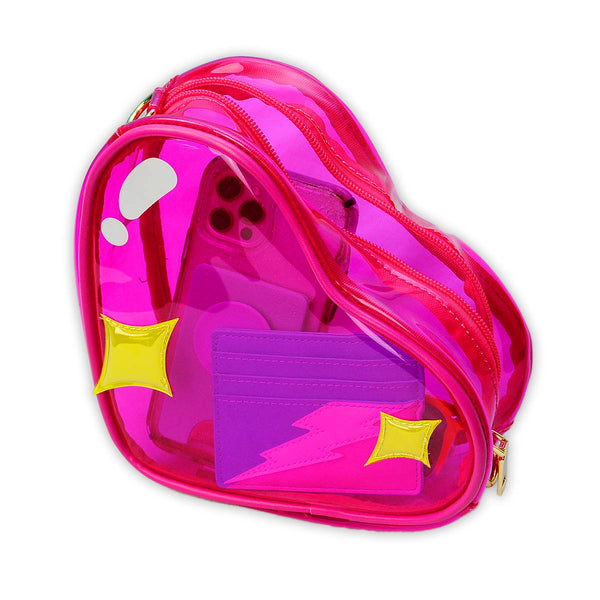 Hot Pink Sparkle Heart Jelly Handbag