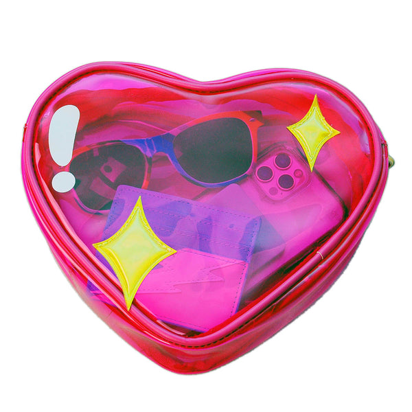 Hot Pink Sparkle Heart Jelly Handbag