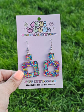 Bubblegum Confetti Double Square Earrings