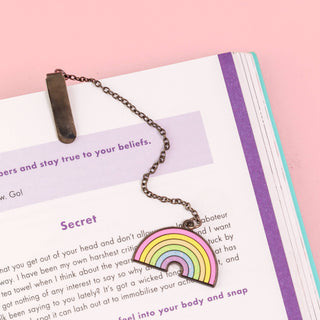Pastel Rainbow Enamel Bookmark With Chain